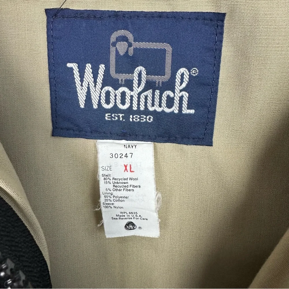 Vintage Woolrich Navy Wool Coat Mens XL Field Jacket Made in USA 30247 Blue